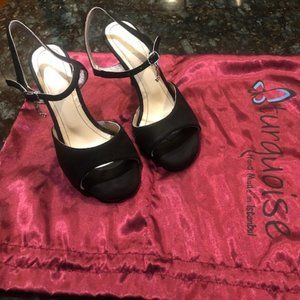 Turquoise brand black padded Argentine tango dance shoe size 36